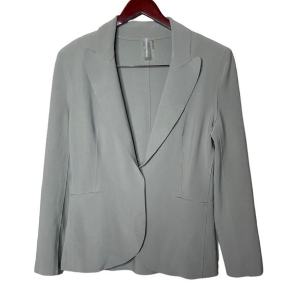 Norma Kamali Women's Raw Edge Single Breasted Jacket in Dried Sage sz M 38 - Picture 2 of 10